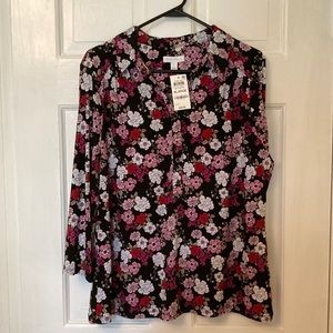 Charter Club black floral collared blouse.